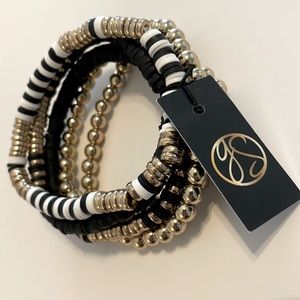 180. Gemma Simone Bracelet Stack black and gold NWT